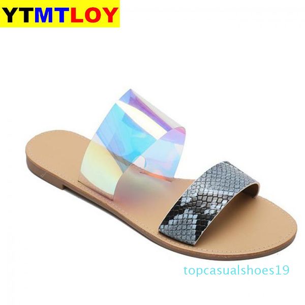 

summer women sandals leopard print slip-on shallow flat jelly shoes ladies outdoor holiday slipper flat with slides pvc t19, Black