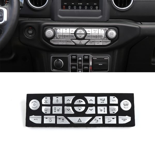 

car center console button cover for wrangler jl jlu jt 2018-2020 sahara rubicon moab car interior accessories silver 23pcs