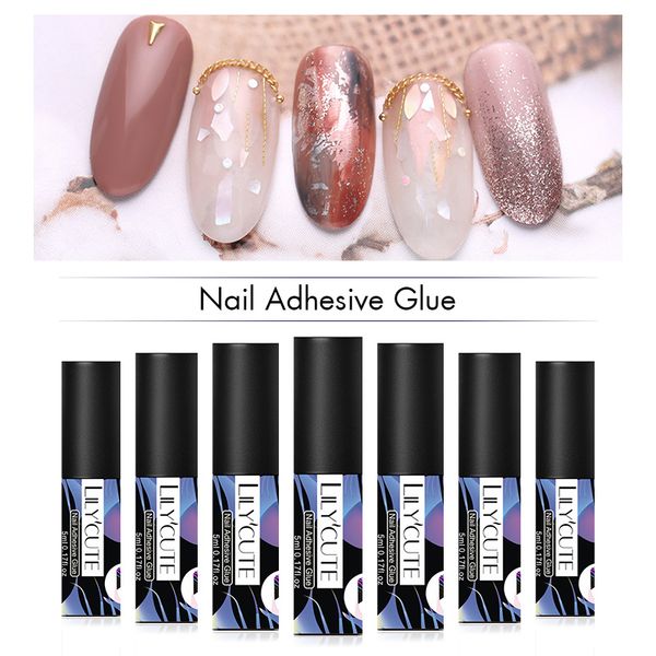 

lilycute 5ml nail adhesive glue for foil sticker nail transfer decals tips decoration diy art tools no need curing uv lamp, Red;pink