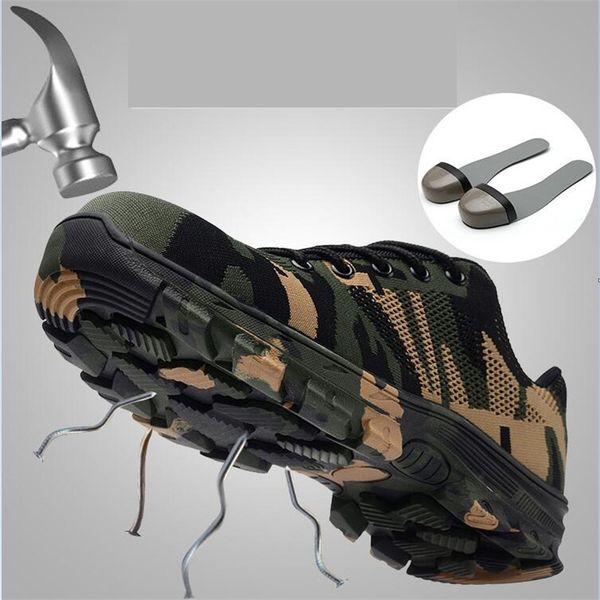 

outdoor men's steel toe cap safety shoes men outdoor anti-slip steel puncture proof construction boots safety work ankle boots, Black