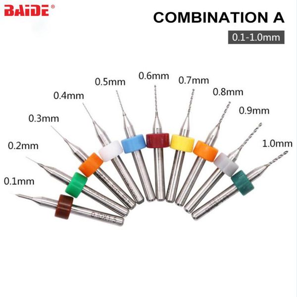 10 adet / takım 0.1mm-1.0mm 1.1-2mm 2.1-3.0mm Tungsten Çelik PCB Baskı Devre Karbür Mikro Matkap Uçları Aracı SMT CNC 40 takım / grup için