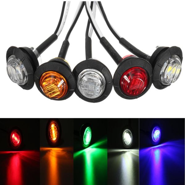 

5 colors 12v 1" universal car truck trailer mini small round led button side marker lights signal lamp waterproof