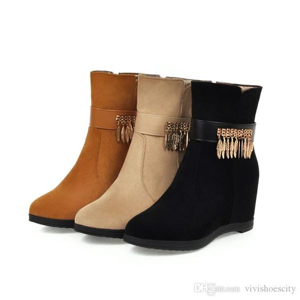

plus size 32 33 to 40 41 42 43 wedge ankle boots women designer bootie beige black brown come with box