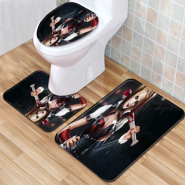 

140cartoon animation bathroom floor mat three piece toilet carpet toilet mat set doormat bathroom antiskid mat available