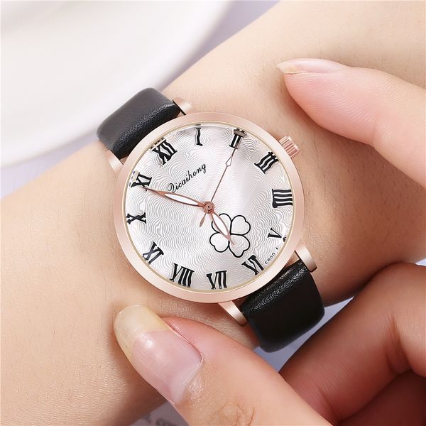 

fashion women's leather band analog quartz wristwatch golden ladies watch women dress black clock, Slivery;brown