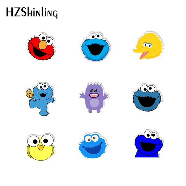 

new cookie monster sesame street shrinky dinks acrylic brooch for clothes backpack fashion decoration pins accessories, Gray