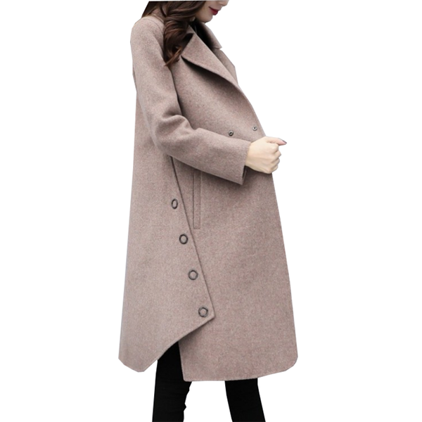 

women's wool & blends winter clothing jacket fashion loose plus size medium long woolen coat female camel overcoat thickened, Black