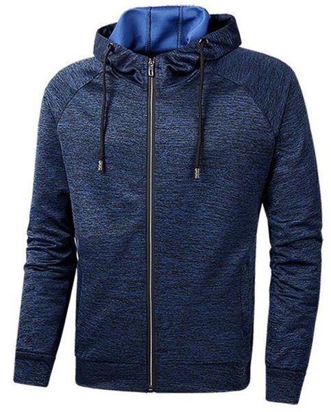 

running cardigan slim mens sports hoodies spring fitness long sleeve hooded solid color mens sweatshirts with zipper, Black