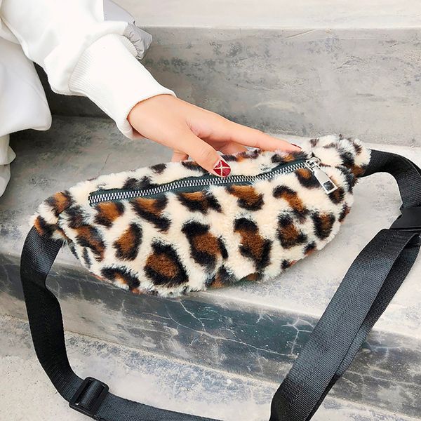 

new 2019 fashion chest bag woman wide shoulder bags strap leopard print pockets handbag for female chest bags