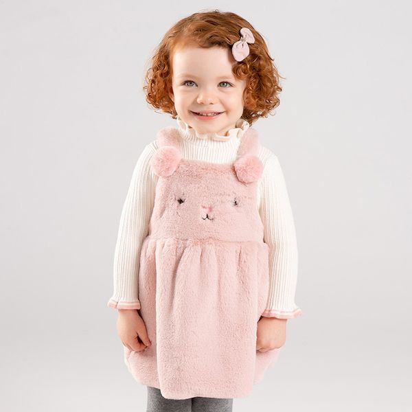 

winter baby girl's princess rabbit vest dress children fashion party dress kids infant lolita clothes, Red;yellow
