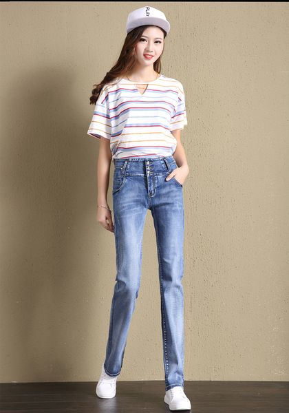 

light blue straight show thin gao qiuji korea pants of ins
