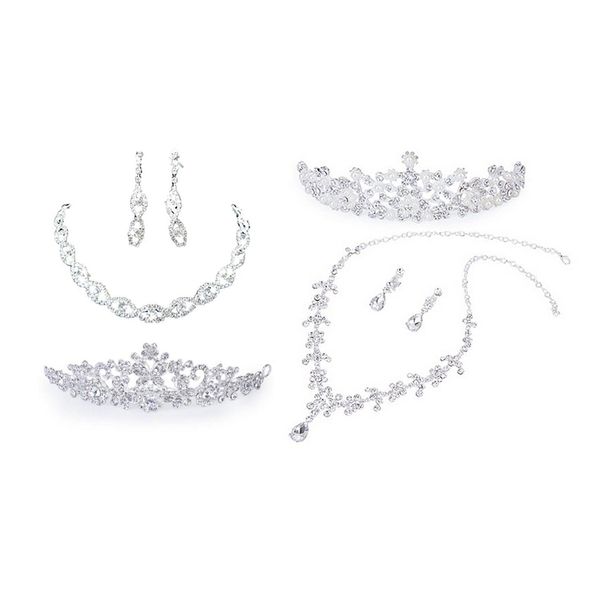 

2 set свадебное ожерелье кристалл серьги set + корона оголовье фата tiara, 1 серебро 1 золото + silver