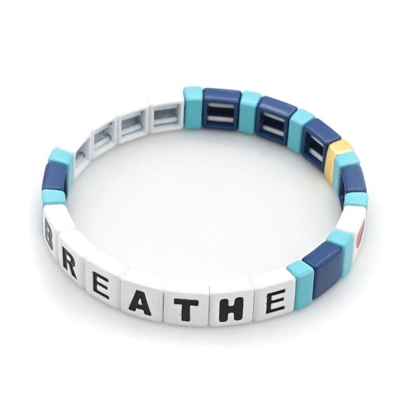 

diy string simple breathe bracelet handmade alphabet breathe acrylic bead bangle bracelet gifts i can't breathe, Black