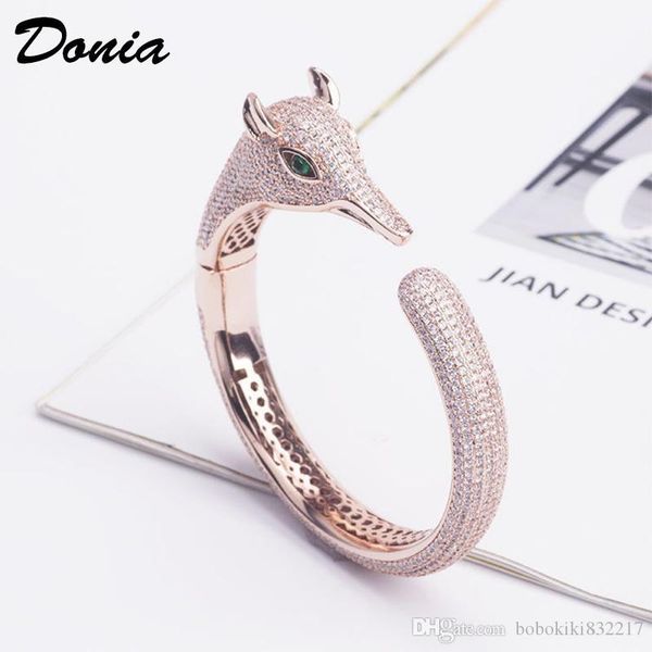 

donia jewelry party rose gold jewelry bracelet micro inlay zircon leopard adjustable bracelet personality domineering animal bracelet, Black