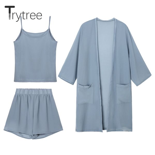

trytree женщины летние трех частей набор повседневные топы + шорты + cami top женский офис костюм установить женские костюмы 3 шт, White