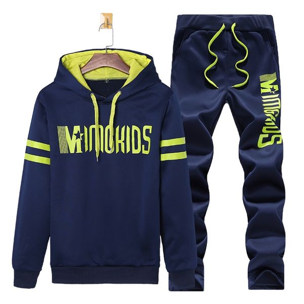 

Cartoon RUN Letter Print Teenagers Tracksuits Hooded Hoodies Long Pants 2PCS Suits Mens Women Casual Winter Sweatsuit Sets M-4XL