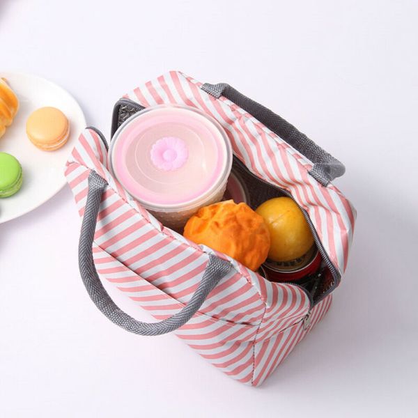 

women ladies girls kids portable insulated lunch bag box picnic tote cooler usa, Blue;pink