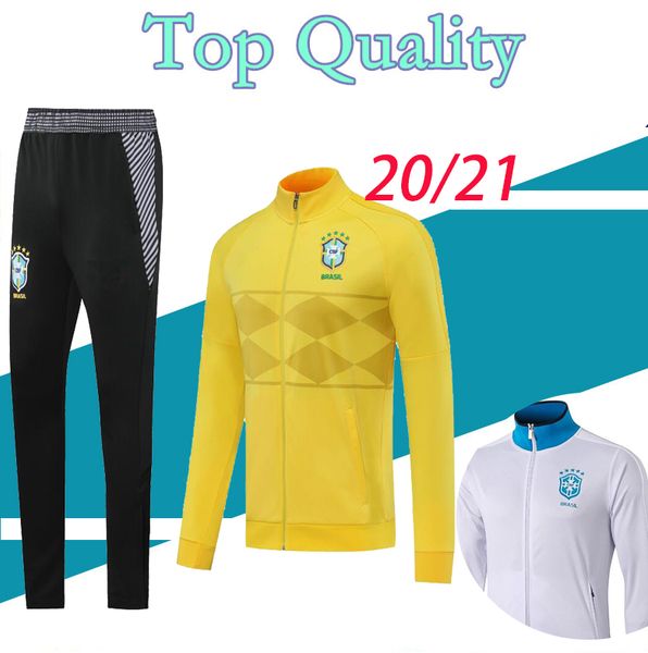 

xxl 20/21 brasil soccer training suit tracksuit 2021 chandal d.costa g.jesus p.coutinho marcelo brasil soccer jacket survetement, Black;yellow