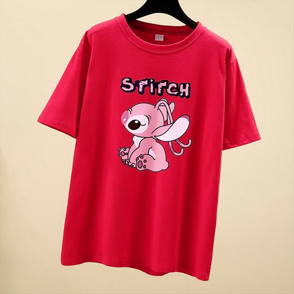

2020 student cotton t-shirt cartoon printing loose large size round collar short sleeve cotton t-shirt female, White