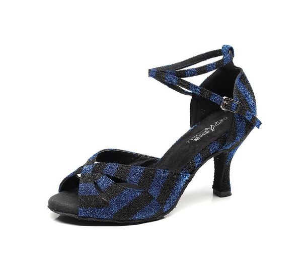 

women latin salsa dance shoes ladies shiny cloth ballroom dancing shoes girls high heel custom dance-shoes woman blue eu33-43