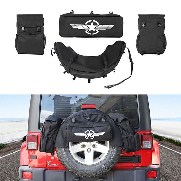 

black spare tire storage bag five star wings for jeep wrangler jl 2018+ car exterior accessories