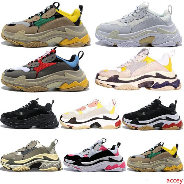 

luxury triple s paris designer chaussures fashion mens women casual dad shoes trainers increasing vintage beige leather platform sneakers