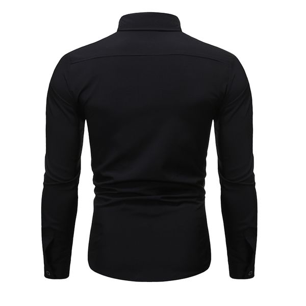 

men casual slim business suit shirt turn-over collar long sleeve plus size, White;black