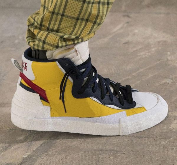 

sacai x blazer overlapping design avant-garde trailblazers joker shoes mens sacai toki slip casual sports shoes, White;red