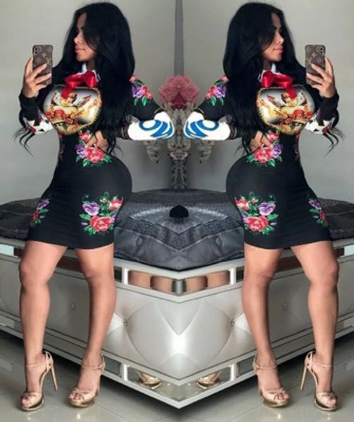 

женщины дизайнер платье stretch партии платья цветочные печати тощий износа клуба шикарное vestidos luxury maxi бинты bodycon платье 22 стил, Black;gray