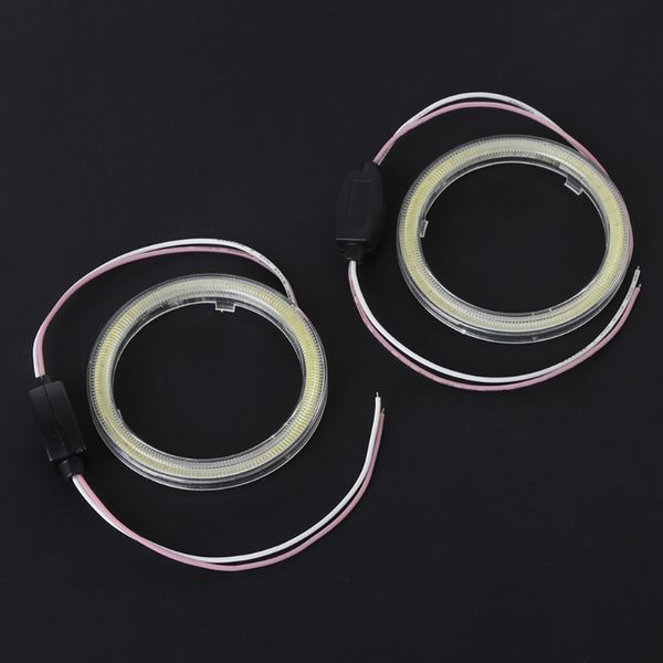 

2 pcs dc 12v cob angel eyes halo car led ring light headlight drl blue 70mm 77ue