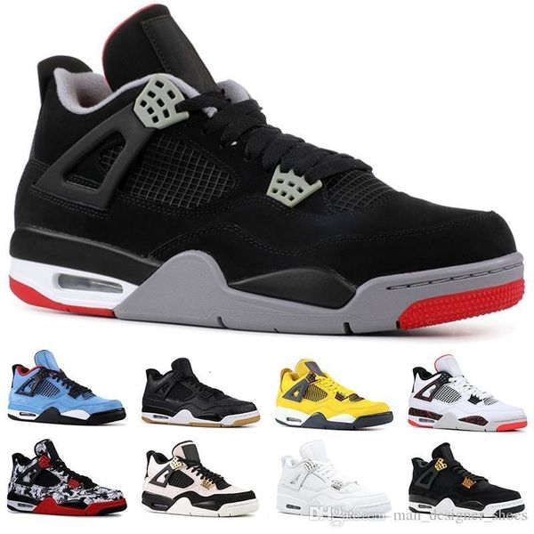 

2019 bred 4s men designer basketball shoes 4 pale citron pure money lighting royalty black white cement trainer sports sneaker ing