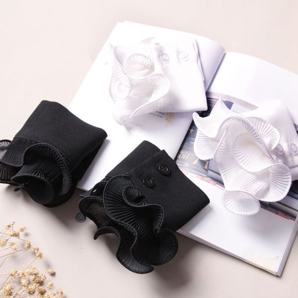 

fake sleeve decorative wild sweater ruffled button wrist lace pleated other housekeeping organization