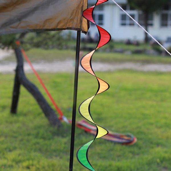 

colorful hanging rainbow wind twist spinner, rainbow curlie spinner for yard or outdoor camping decoration - 110cm/43inch garden decorations