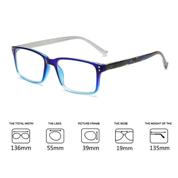 

new simple comfortable reading glasses lightweight men women square pc frame gradient color, Silver