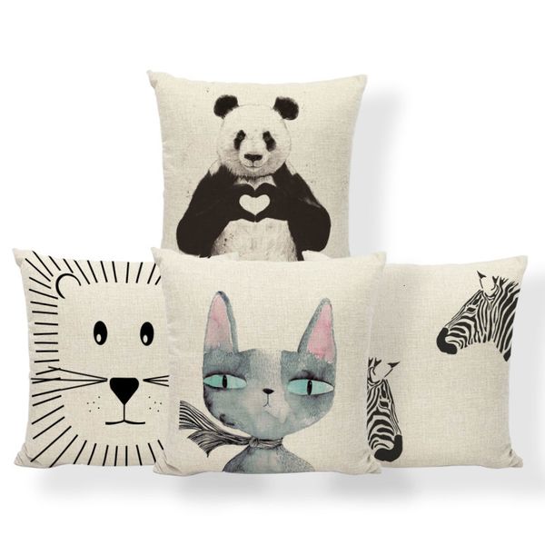

panda lion zebra animal cushion pillow owl forest tent pillowcases simple family home accessories pillowslip covers large burlap