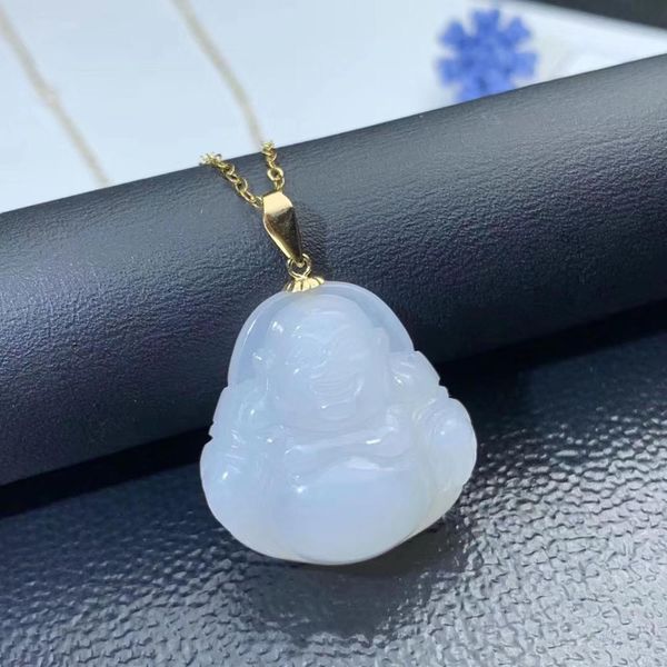 

shilovem 18k желтое золото натуральный белый яшма кулоны рождественский подарок изящных ювелирных изделий завод новых ни одного ожерелья mym, Silver