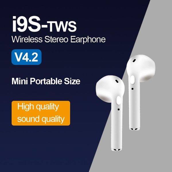 

New I9S TWS Twins Bluetooth Mini Double Earbuds Earphone PK I7 I7S I8X Afans Ifans TWS Wireless Headsets with mic for IPhone 6 7 8 Android