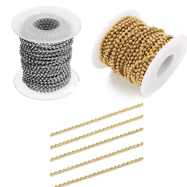 

10yards/roll stainless steel ball bead chains bulk for diy bracelet necklace jewelry findings making accessories gold silver color