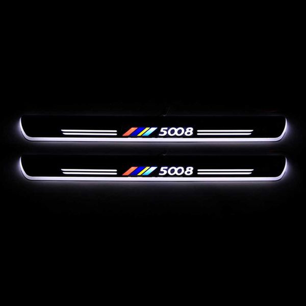 

moving led welcome pedal car scuff plate pedal door sill pathway light for peugeot 5008 2017 2018 2019