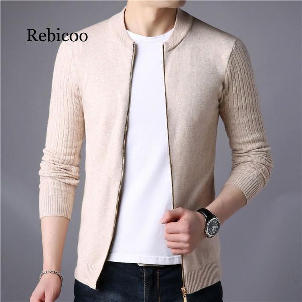 

zipper cardigan sweater men winter round neck knitted jacket sweatercoat slim fit casual sweters coats brand mens knitwear 2019, White;black