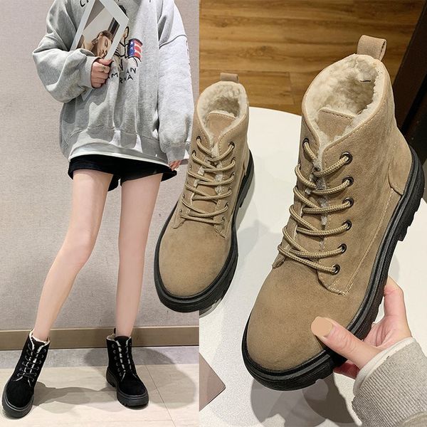 

rock shoes woman women's rubber boots round toe flat heel lace up winter footwear boots-women low heels booties booties ladies, Black