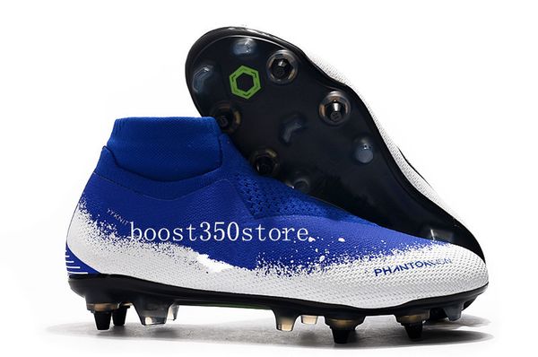 

2019 occer cleat phantom v n elite df g pro anti clog blue white ize eur39 45 full knitted football boot