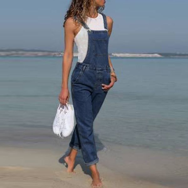 

women's jeans woman jumpsuits baggy denim jeans dungarees pants ladies slim fit female overall pants casual long trousers, Blue