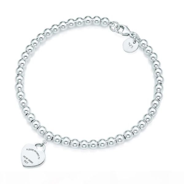 

100% 925 серебряный кулон тег браслеты t подлинная charm любовь сердце из бисера браслет оригинальный женский мужчины jewelry личность подар, Black