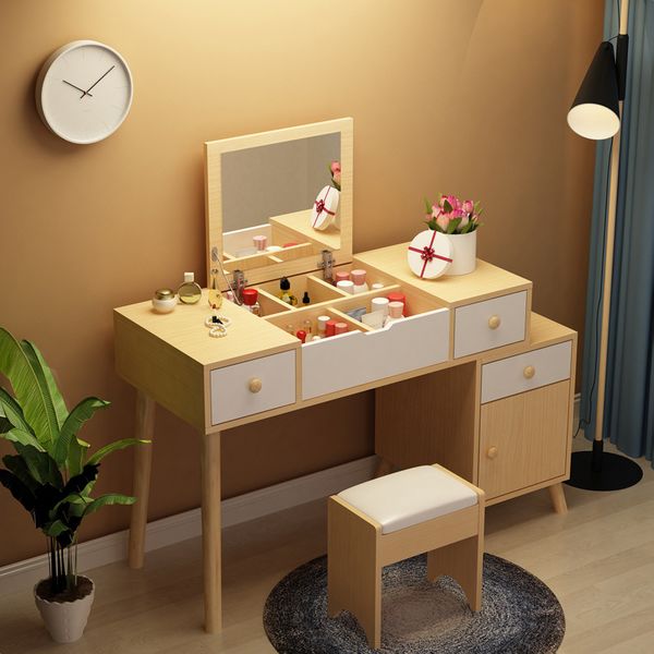 

nordic style bedroom dressing table modern minimalist shape fashion sheet material clamshell storage with mirror dressing table