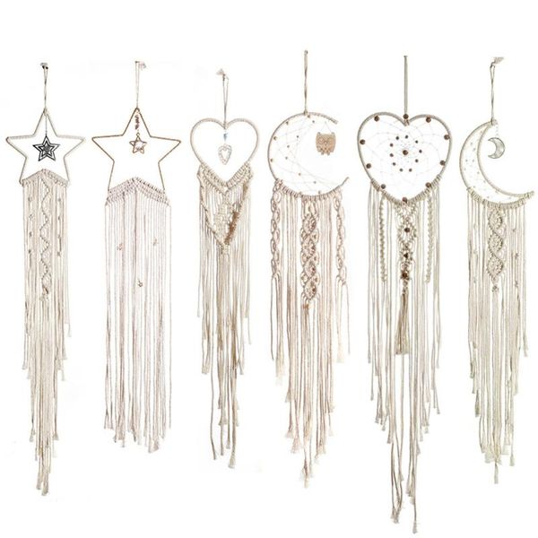 

bohos heart moon star hand-woven tapestry macrame wall hanging bohemian home decorations tissus tapestry decor