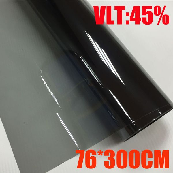 

vlt 45% 76cmx300cm/roll light black car window tint film glass 1 ply car auto house commercial solar protection summer