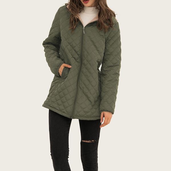 

calofe 2019 autumn winter warm women cotton jacket casual plus size hooded coats long sleeve light female slim, Black;brown
