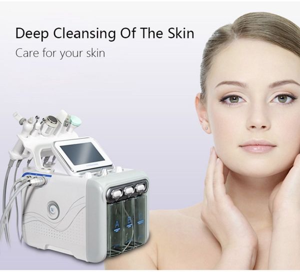 

multi-functional beauty equipment 6 in 1 h2 o2 hydra facial dermabrasion hydro microdermabrasion peeling vacuum skin cleaning water aqua oxy, Black;white