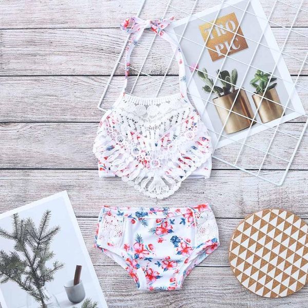 

summer baby girls bikini set split swimsuit 2020new girls shell flower two piece swimsuit+shorts kids beach swimsuit outfits a55